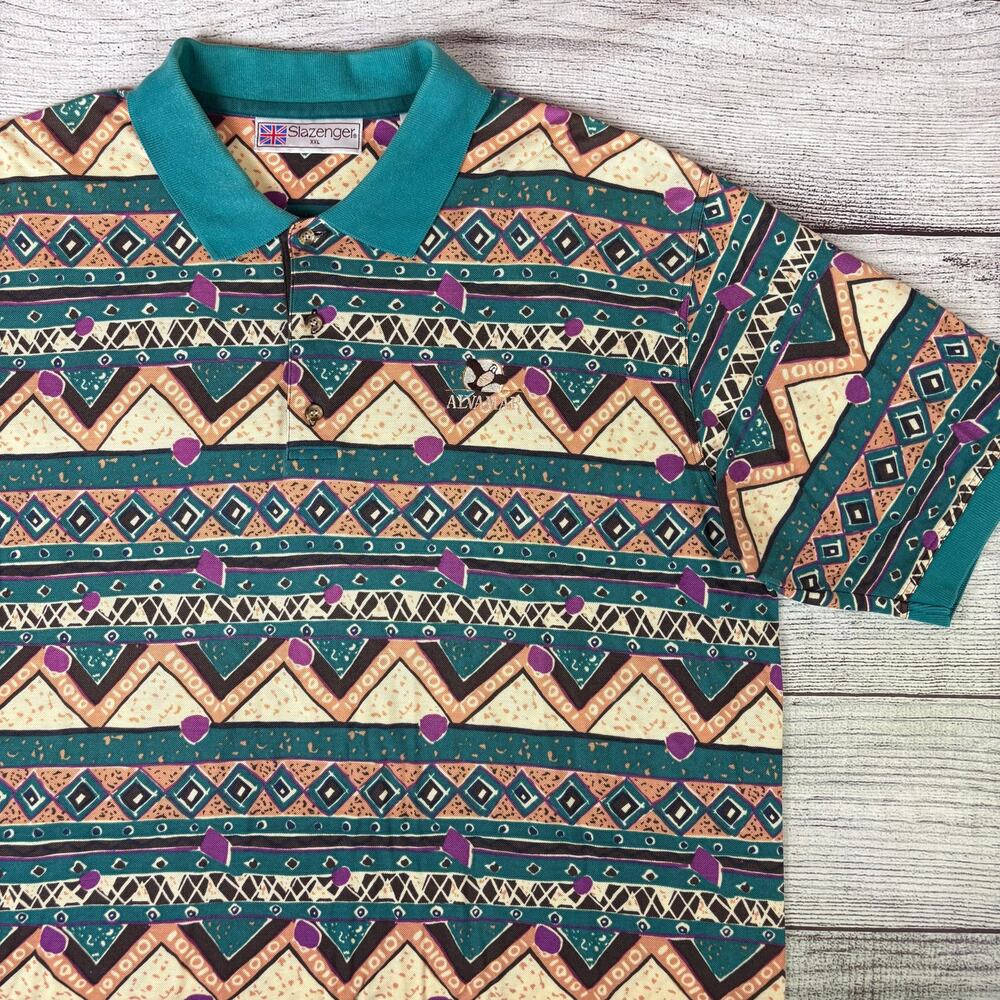 Vintage 1990s Slazenger Multicolor Western Type Polo Shirt